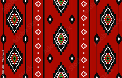 Geometric ethnic oriental seamless pattern traditional Design for background,carpet,wallpaper.clothing,wrapping,Batik fabric,Vector illustration.embroidery style - Sadu, sadou, sadow or sado