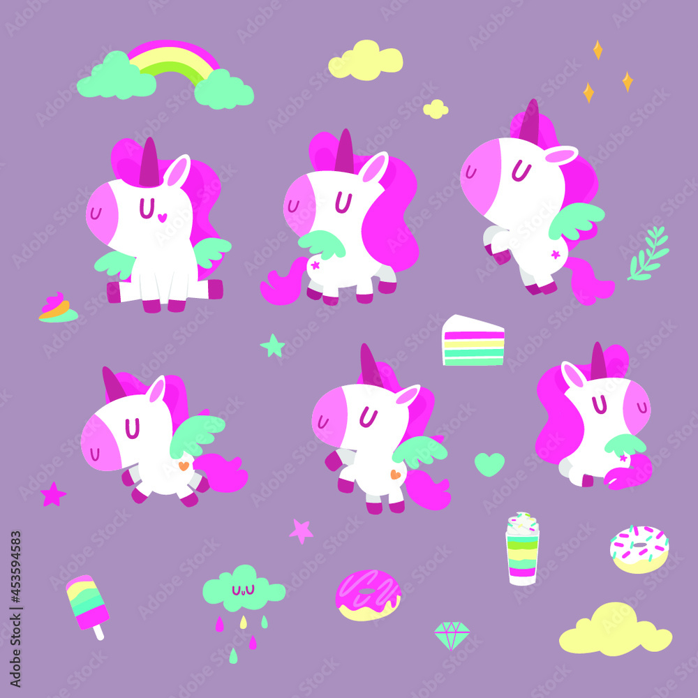 set of funny unicorns