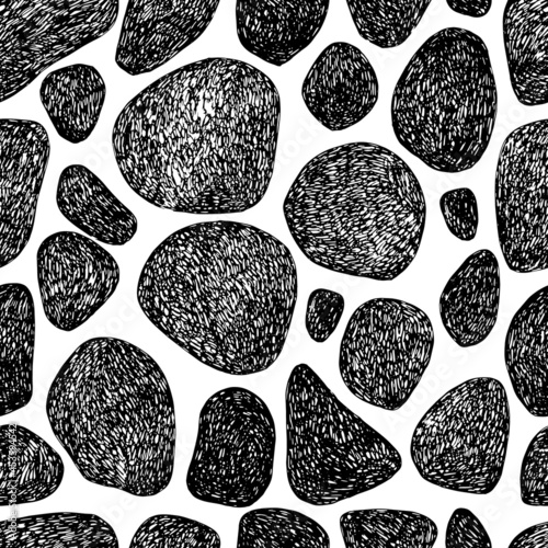 Abstract doodle black and white seamless pattern