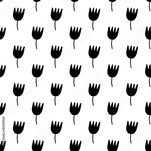 Black and white floral seamless pattern for packaging, covering, fabric and design © Elenapro