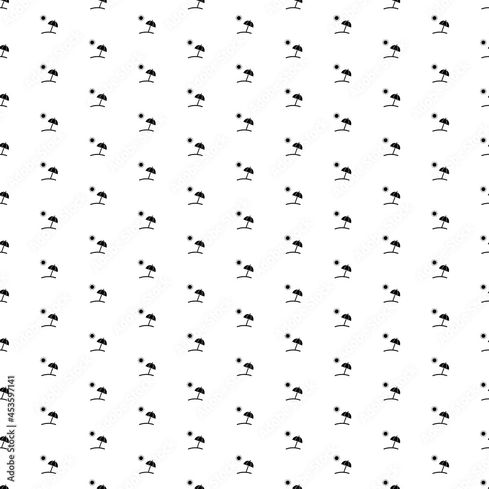 Square seamless background pattern from black beach symbols. The pattern is evenly filled. Vector illustration on white background