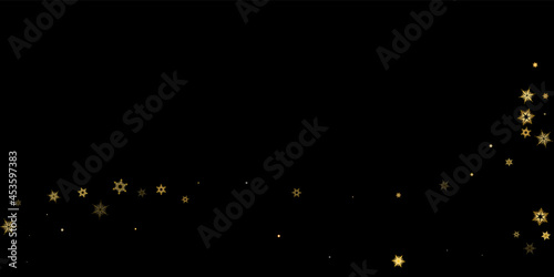 Falling Snow flakes golden pattern Holiday Vector