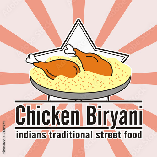 chicken biryani logo vector - indian street food - traditional culinary - business mascot brand