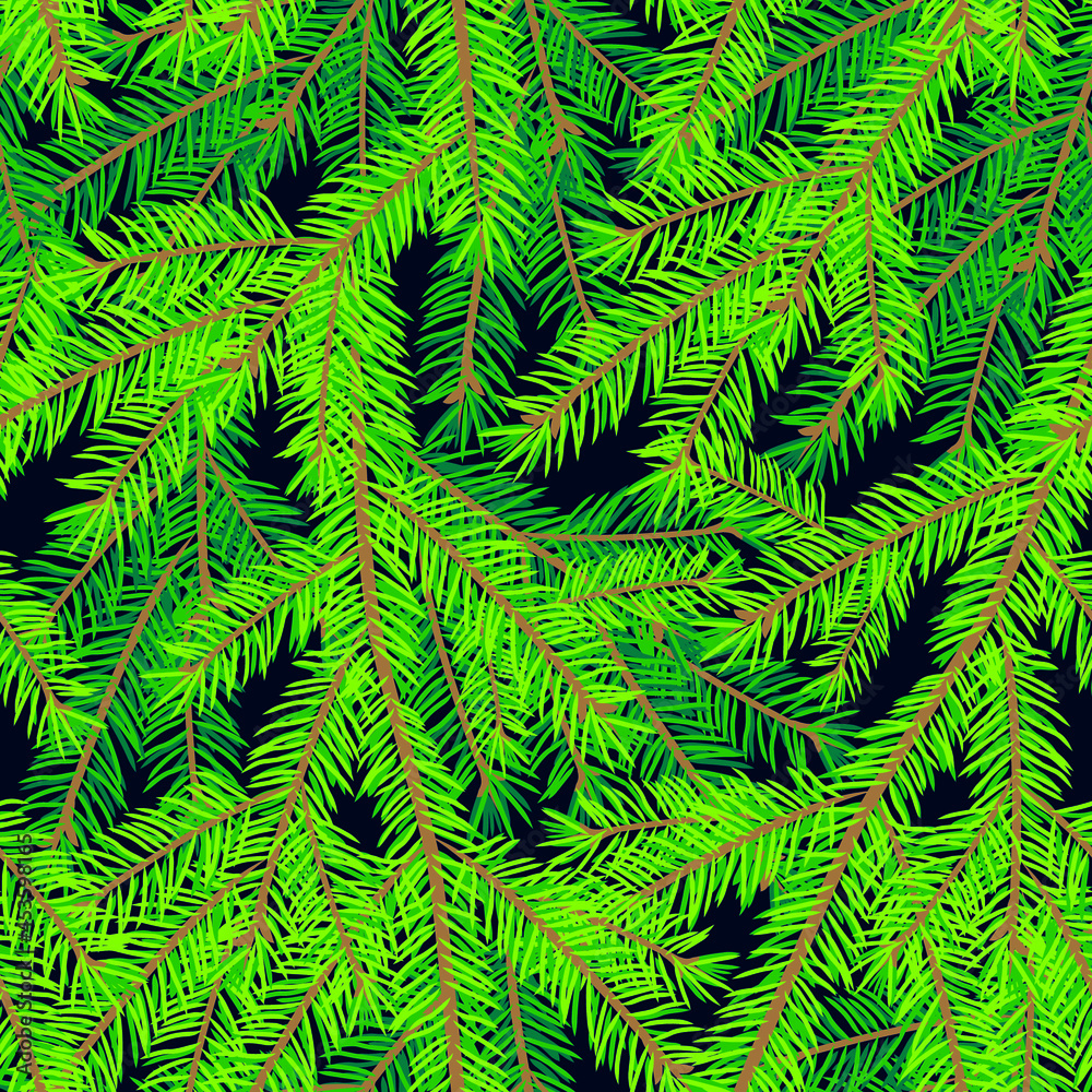 Christmas tree branch seamless pattern. Vector illustration