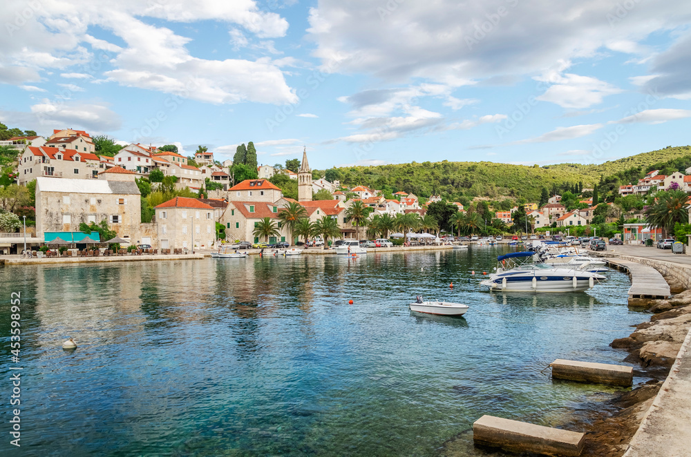 Picturesque bay in Splitska village. Splitska is situated on the north coast of Brac island in Croatia