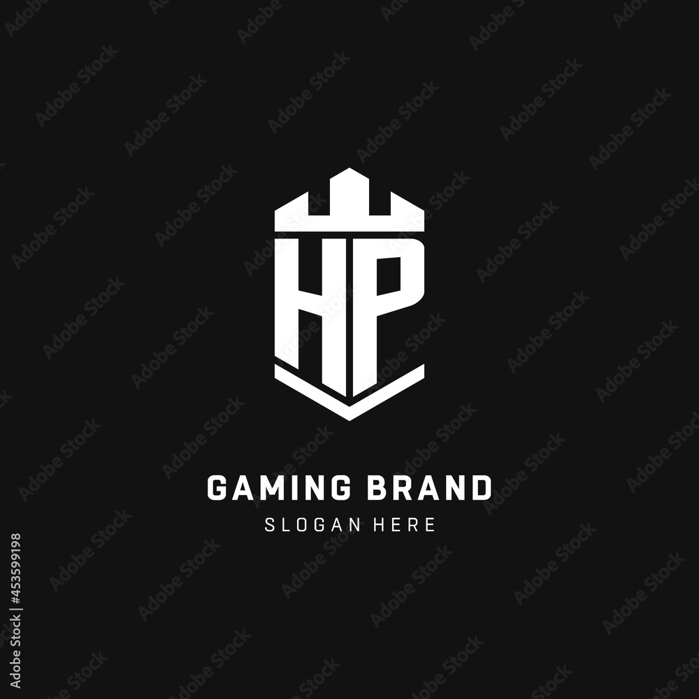 HP monogram logo initial with crown and shield guard shape style Stock ...