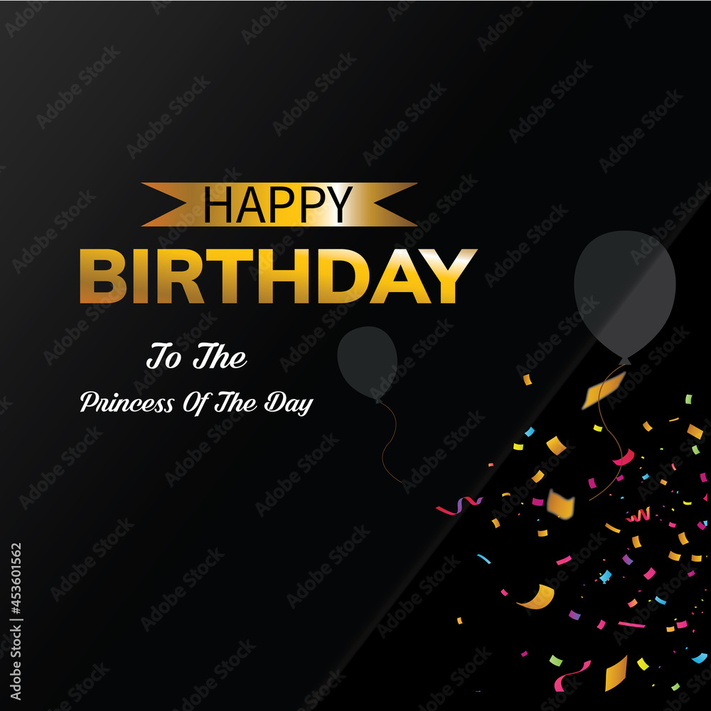 Happy Birthday Greeting Card Black Background Stock Illustrations Stock