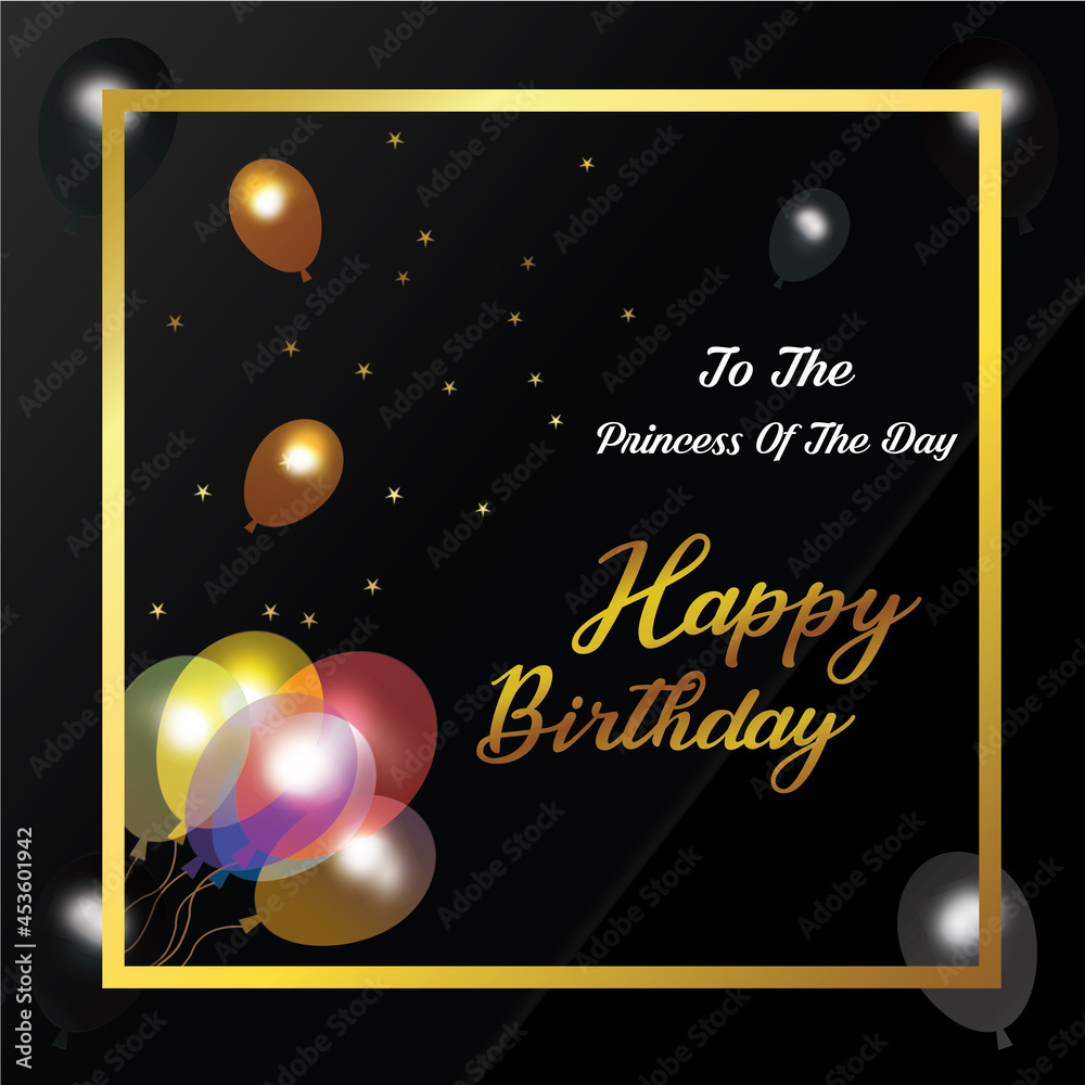 Happy Birthday Greeting Card Black Background Stock Illustrations Stock