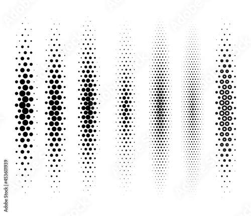 vector abstract halftone gradient set isolated on white background. half tone design element collection photo