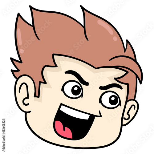 arrogant handsome boy is angry, doodle icon drawing