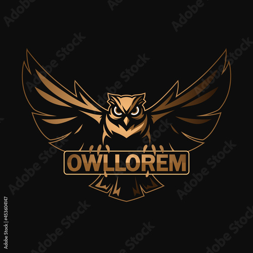 Black and gold owl logo template