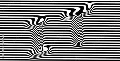 Distorted IT text on a striped black and white background. EPS10 vector illustration.