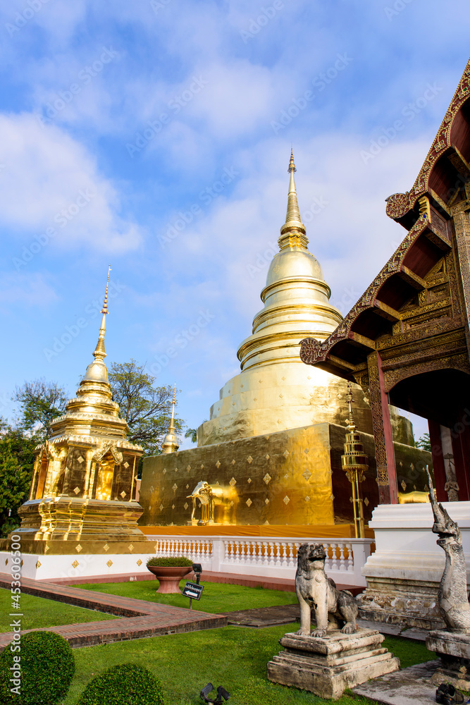 Fototapeta premium Wat Phra Sing and buddhist temple, Chiang Mai Province, Thailand.