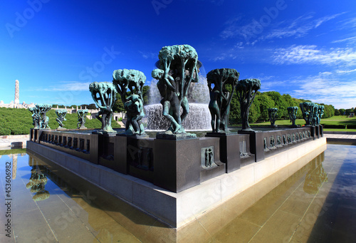 Fontain with sculptures in Vigeland Sculpture Park, Frogner park, Oslo