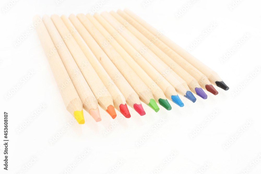 Wooden colorful pencils isolated on white Wooden colorful pencils isolated on white
