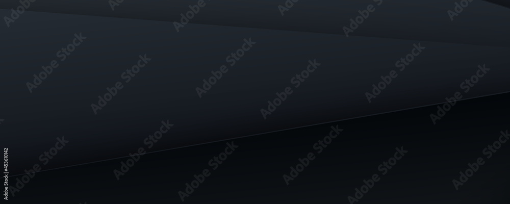 Black 3D banner background with overlap layers. Black vector abstract graphic design banner pattern background template. Geometric abstract background with simple layer elements. Black 3D banner background with overlap layers. Black vector abstract graphic design banner pattern background template. Geometric abstract background with simple layer elements.