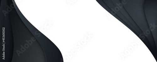 Modern simple 3D black banner background. Vector abstract graphic design banner pattern background template.