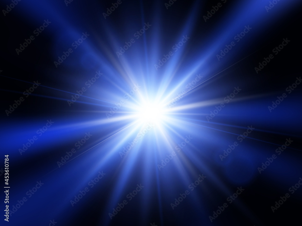 Blue star. Blue explosion background with rays. Vector absrtact illustration