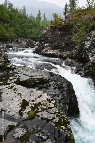 Putorana Plateau, a waterfall on the Grayling Stream.