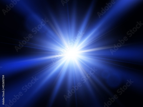 Blue star. Blue explosion background with rays. Vector absrtact illustration