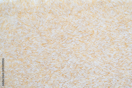 texture of steamed rise grains crumbly with a yellowish tint