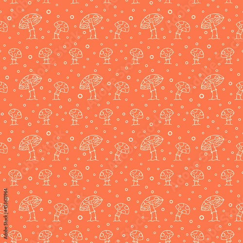Mushrooms and spore seamless vegetable pattern background