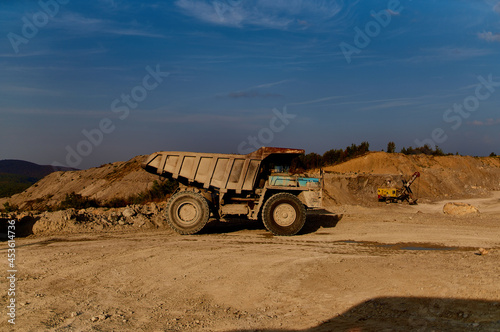 bulldozer industrial area geology work construction