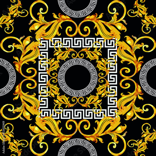 Baroque with greek design seamless pattern