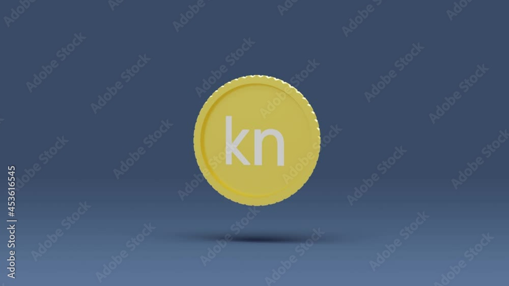 Currency icon animation 3d rendering. 3d animated Croatian kuna currency symbol spinning with shadow. Kuna currency golden coin animation video. Currency icon animation 3d rendering. 3d animated Croatian kuna currency symbol spinning with shadow. Kuna currency golden coin animation video.