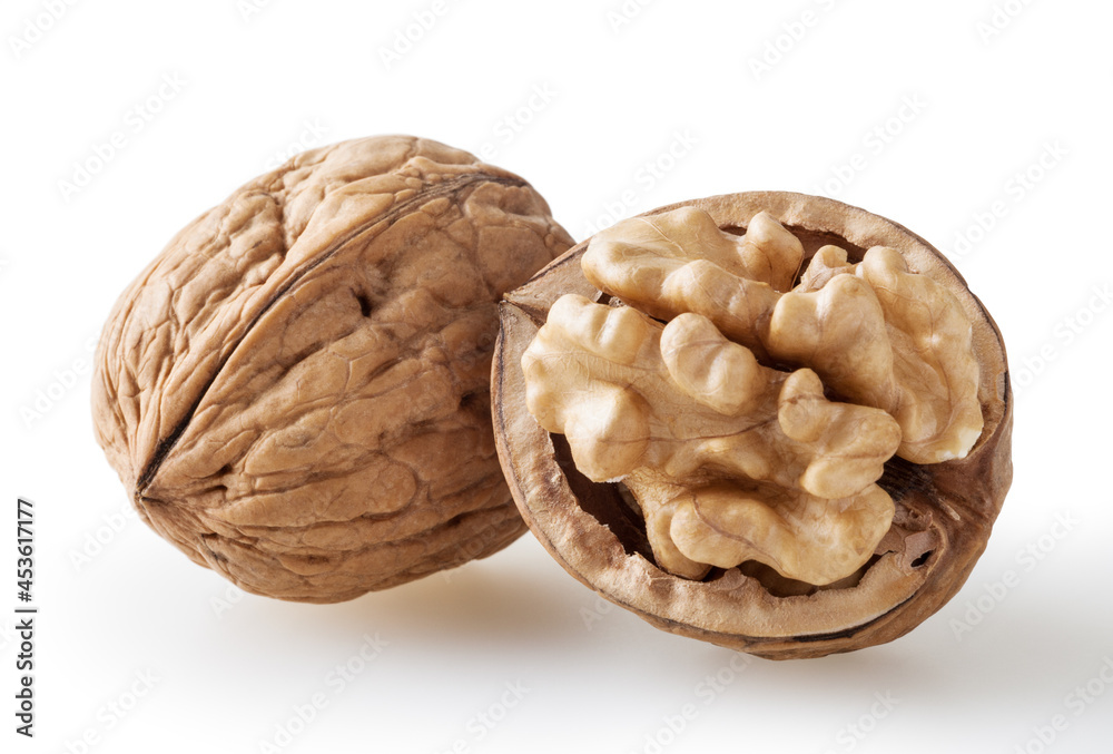 Walnuts isolated on white background with clipping path Walnuts isolated on white background with clipping path