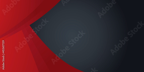 Red wave abstract shapes on black background for presentation design