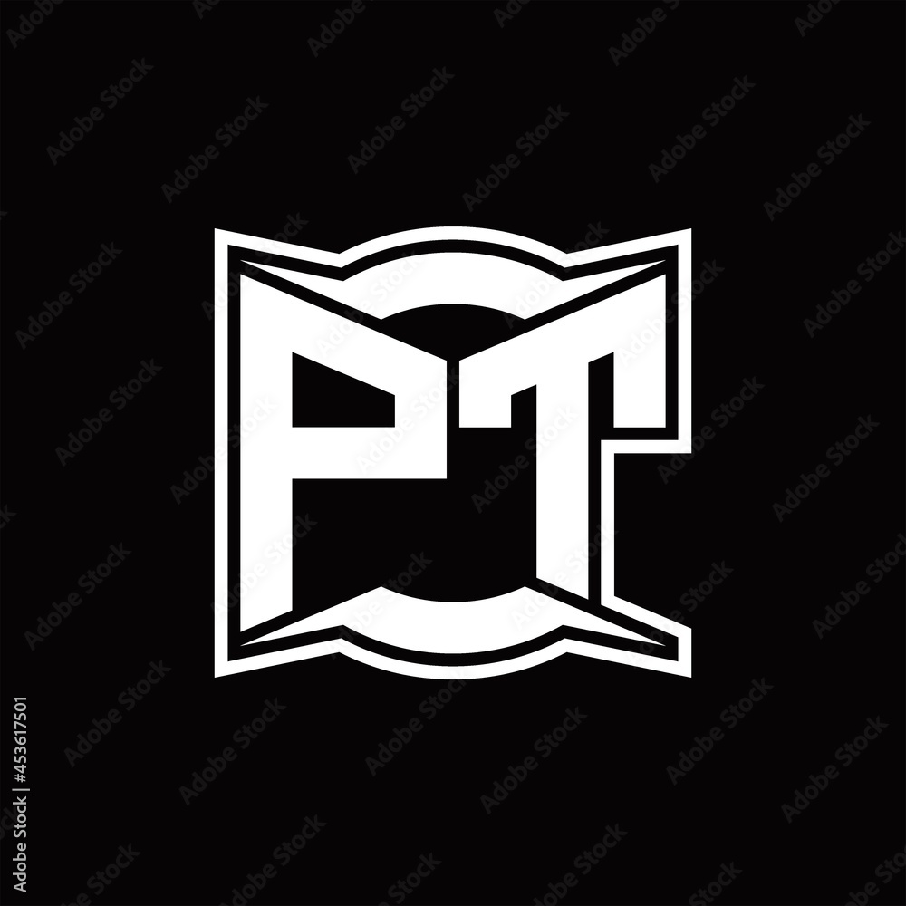 PT Logo monogram with abstract shape design template PT Logo monogram with abstract shape design template
