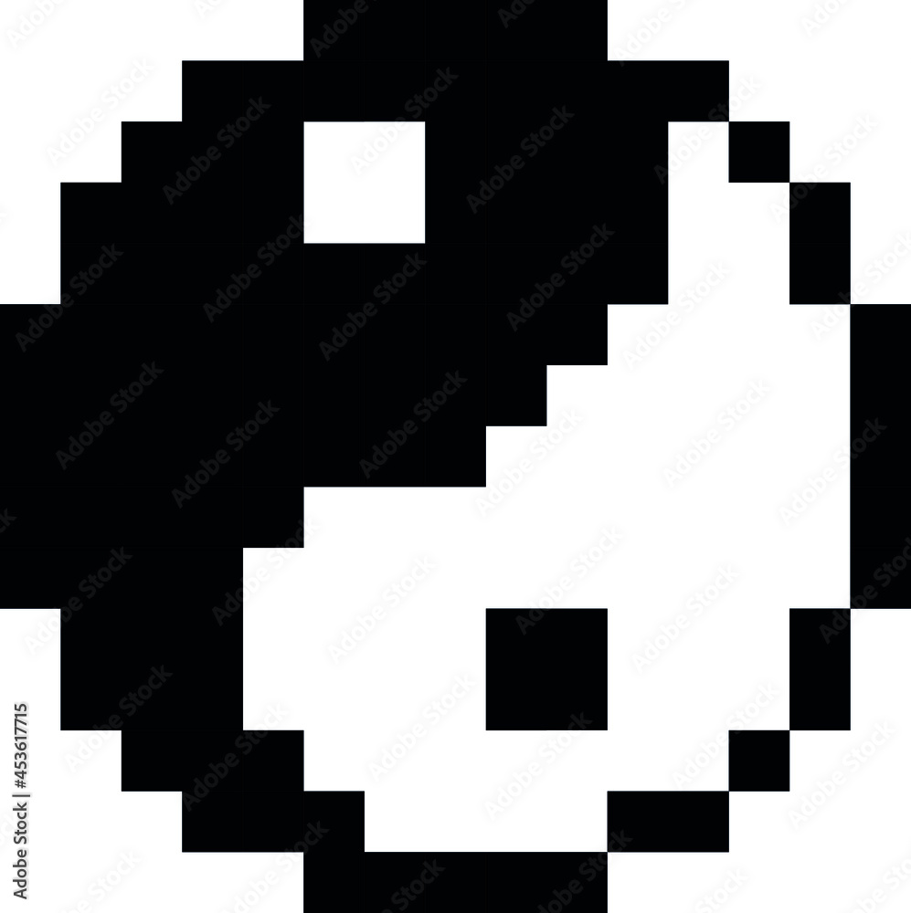 ying yang Pixel Art isolated on white Background vector pixel illustration. ying yang Pixel Art isolated on white Background vector pixel illustration.