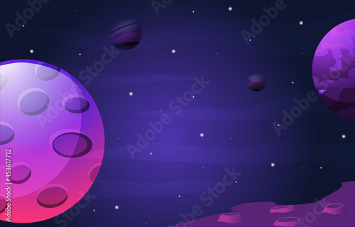 Moon Planet Star Sky Space Universe Exploration Illustration