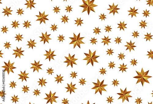 Holiday New Year and Merry Christmas Seamless Pattern Background with golden stars. Vector Illustration