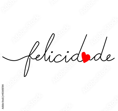 Caligrafia felicidade cursiva amor coração escrita romântica delicada rabisco vetor