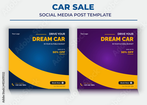 Car Sale Social Media post Template, Drive your dream car, car rent , auto motive social media post and flyer