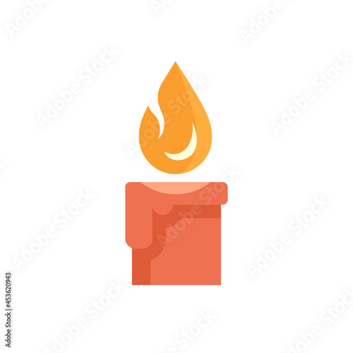 Red candle and light vector icon. May called candlelight for decorativfe in event i.e. celebration, birthday, merry christmas or xmas, happy new year in december or winter season at night.
