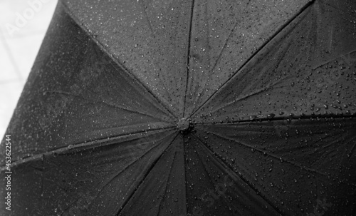 umbrella on ground, rainy day