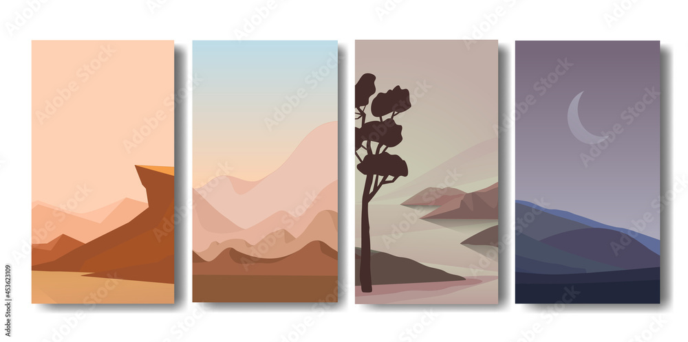 mountain vector landscapes in a flat style