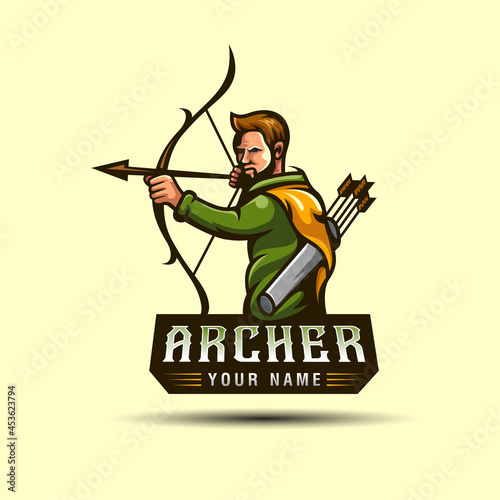 mascot or character logos of archer hunting in the forest, can be used e sport marksman game player logo template