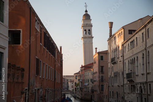 Venice cityscape, water canal, bridge and traditional buildings. Italy, Europe.