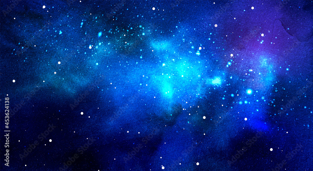 Vector cosmic illustration. Beautiful colorful space background. Watercolor