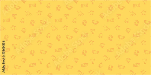 Casino slot icon pattern background for website or wrapping paper (Gold,yellow version)
