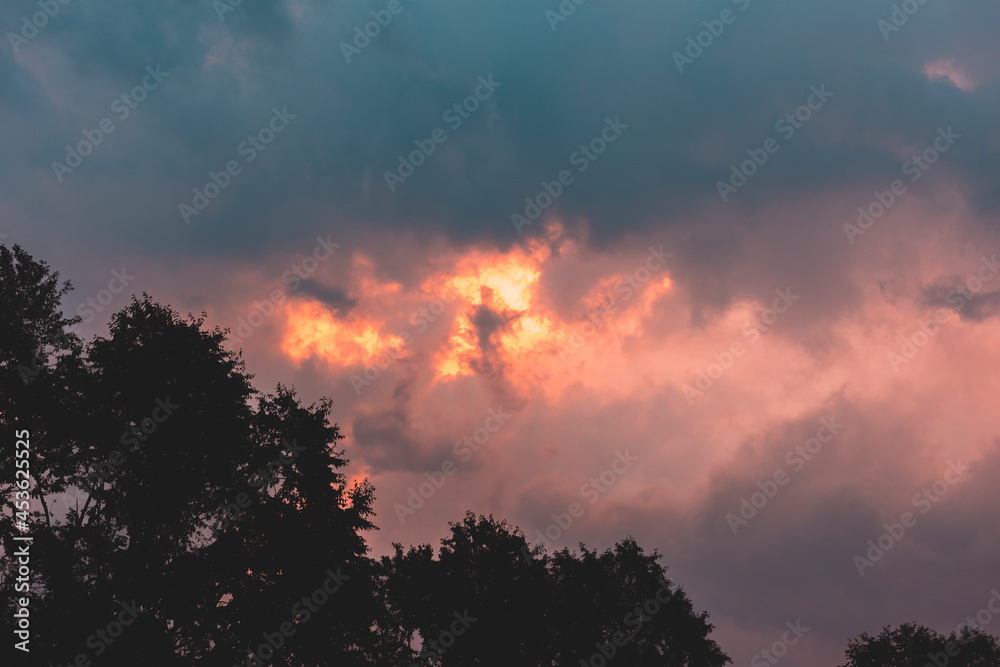 Dramatic sunset sky nature background clouds 