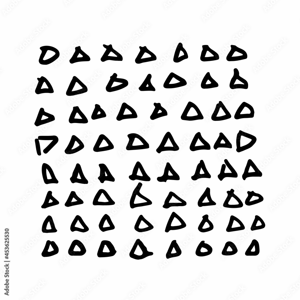 Triangle Vector Abstract Brush Hand Drawn Geometric Texture in Black Color Sketch Simple Pattern isolated on White Background Stroke Shape