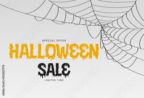 Happy Halloween, Shop Now poster Template on white Background. Vector Illustr...