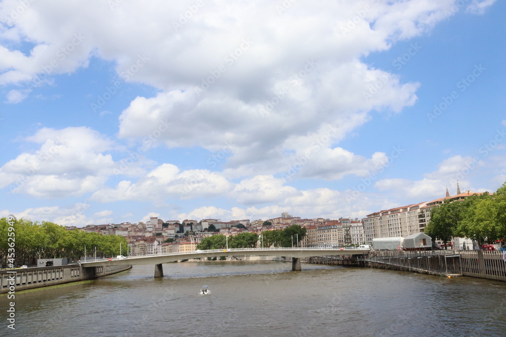 bridge over the river rhone in Lyon, France