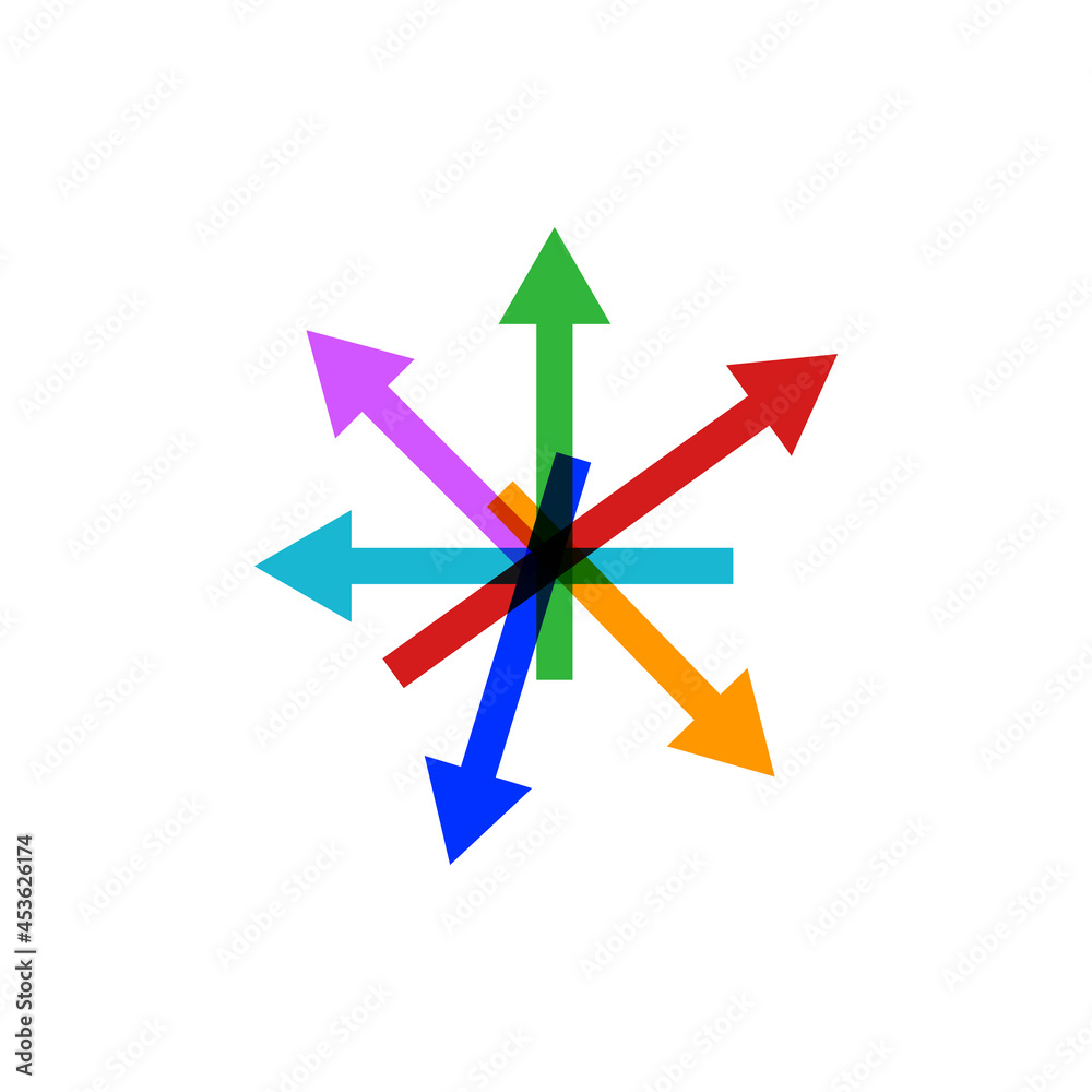 Color arrows pointing in different directions. Business goals sign Color arrows pointing in different directions. Business goals sign