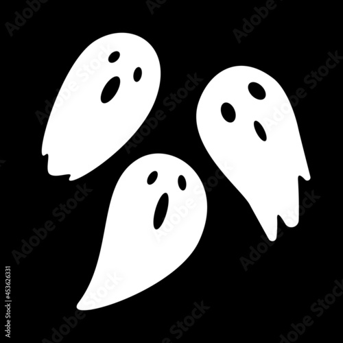 Ghost vector icon set. Set of white  silhouettes. Simple, dynamic shapes. Isolated vector illustration.